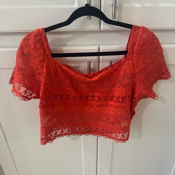 Orange Lace Free People Top - Picture 6 of 6